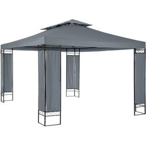 tectake Tuinpaviljoen Leyla 3,9x2,9m - antraciet - 403272 - zwart Polyester 403272