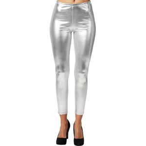 dressforfun - Metallic legging zilver M - verkleedkleding kostuum halloween verkleden feestkleding carnavalskleding carnaval feestkledij partykleding - 303598