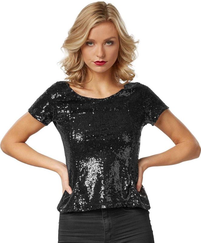 tectake® Pailletten-Kurzarm-Shirt
