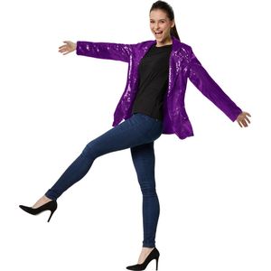 dressforfun - Paillettenjas dames lila S - verkleedkleding kostuum halloween verkleden feestkleding carnavalskleding carnaval feestkledij partykleding - 303881