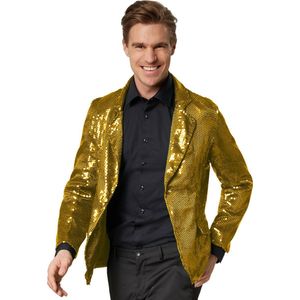 dressforfun 900999 blazer voor heren, met pailletten, colbert, vrijetijdsjas, diverse maten, goud, XL