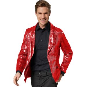 dressforfun - Paillettenjas heren rood L - verkleedkleding kostuum halloween verkleden feestkleding carnavalskleding carnaval feestkledij partykleding - 303948