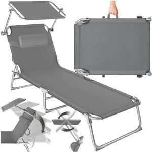 Tectake - Zonnestoel Chloe - Verstelbaar Ligbed - Grijs - 403413