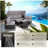 tectake Loungeset Rattan Lounge, (Set, 7-tlg), Klappbarer Sonnenschutz