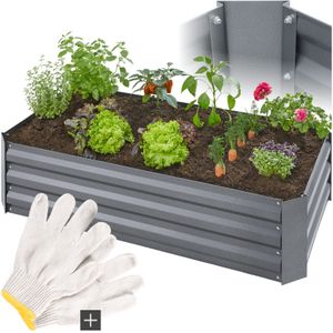 Hoge plantenbak Pimpinella 200l verzinkt 120x60x30cm - grijs