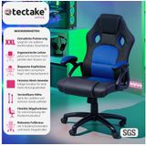 tectake® Bürostuhl, ergonomische Form, Kunstlederbezug mit Mesh-Gewebe, Belastbarkeit 120 kg