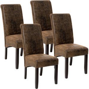 Eetkamerstoel, ergonomisch, massief hardhout - oud bruin, Set van 4