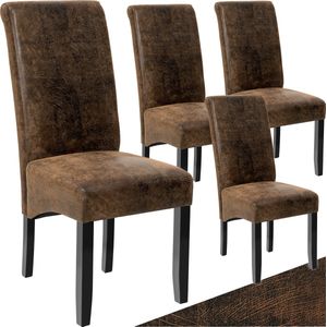 Eetkamerstoel, ergonomisch, massief hardhout - oud bruin, Set van 4