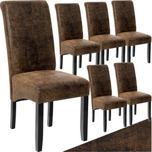 Eetkamerstoel, ergonomisch, massief hardhout - oud bruin, Set van 6