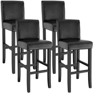 tectake® Barhocker, gepolstert mit Rückenlehne, Stuhlbeine aus Massivholz, Sitzhöhe 76 cm