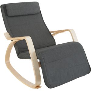 Tectake -  Schommelstoel Onda Fauteuil - Verstelbare Voetensteun - Donkergrijs  - 403530