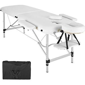 tectake 402788 2-zones massagetafel Alu, matras + tas - wit