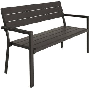 tectake® Tuinbank | Bank in Houtlook | Parkbank als Tuinmeubel, Balkonbank voor Wintertuin, Terras, Tuin | Belastbaar tot 250 kg | 2-zits Parkbank, 128 x 59 x 88 cm - Donkergrijs