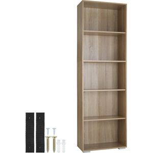 Tectake - Boekenrek Lexi 5 Vakken Boekenkast - Licht Hou - Eiken Sonoma - 403607