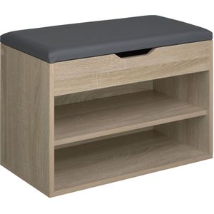 Schoenenkast Jasmina met zitkussen 60x30x43,5cm - Licht hout, eiken Sonoma