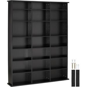 Tectake - CD-kast Boekenkast Stevie 105,5x19x136,5cm - Zwart - 403619