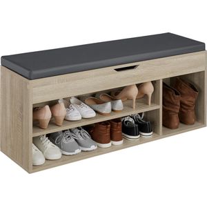 Schoenenkast Natalya met Zitbank 104x30x49cm - Licht Hou - Eiken Sonoma