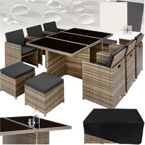 Wicker - New York - Zitgroep - Natuur - Aluminium Frame - Inclusief Beschermhoes