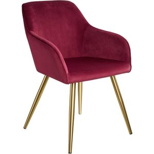 Tectake® - Stoel - Eetkamerstoel - Marilyn Fluweellook Goud Bordeaux/Goud - 403650