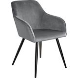 tectake® Esszimmerstuhl, gepolstert, in Samtoptik, schwarze Stahlbeine, 58 x 62 x 82 cm