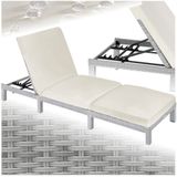 tectake® Rattan Sonnenliege, widerstandsfähig, 6-fach verstellbare Rückenlehne, 196 x 66 x 27 cm