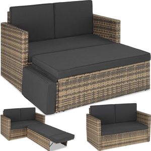 Tectake® - Wicker Loungesofa Corfu - Loungeset Loungebank Tuinbank - Natuur - 403688