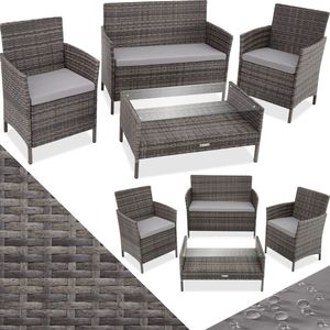 tectake Wicker tuinset Madeira - grijs - 403691 - grijs Staal 403691
