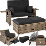 Tectake - Wicker loungebank Kreta - natuurkleur - 403709