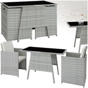 tectake Sitzgruppe Rattan Sitzgruppe, (Set, 3-tlg), Tisch mit abnehmbarer Glasplatte