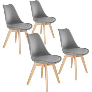 Tectake® - 4 Eetkamerstoelen Friederike - Grijs - 403815