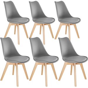 Tectake® - 6 Eetkamerstoelen Friederike - Grijs - 403818