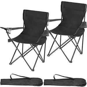 tectake - Set van 2 campingstoelen Gil - incl. draagtassen - zwart - 403875