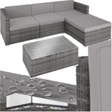 tectake Loungeset Rattan Lounge, (Set, 5-tlg), Robustes Gestell aus Stahl