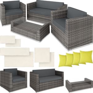 Wicker - München - Loungeset - Grijs - Aluminium - Inclusief Kussenhoezenset