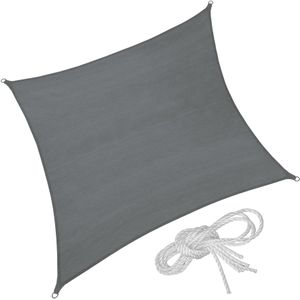 tectake Vierkant zonneluifel van polyethyleen, grijs - 360 x 360 cm - 403887 - grijs Kunststof 403887