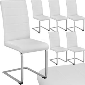 Swingstoelen, kunstleer - wit, Set van 6