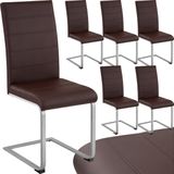 tectake® Set Schwingstuhl, gepolstert mit Kunstlederbezug, flaches Stahlgestell in C-Form, 41 x 52 x 99 cm