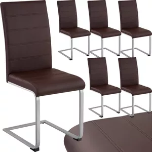 tectake® Eetkamerstoelen - Fluwelen stoffen stoel met doorlopende rugleuning - Ergonomisch - Comfortabele keukenstoel, voor woonkamer of eetkamer - Set van 8 - div. kleuren - creme