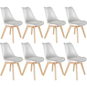 Tectake® - 8 Eetkamerstoelen Friederike - Wit - 403985