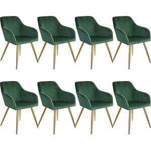 tectake® Esszimmerstuhl, gepolstert, in Samtoptik, goldene Stahlbeine, 58 x 62 x 82 cm
