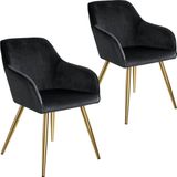 Tectake® - Set van 2 Stoelen - Eetkamerstoel - Marilyn Eetkamerstoel Stoel - Fluweellook