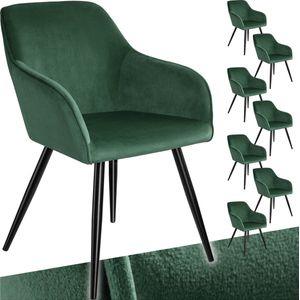 tectake® Esszimmerstuhl, gepolstert, in Samtoptik, schwarze Stahlbeine, 58 x 62 x 82 cm