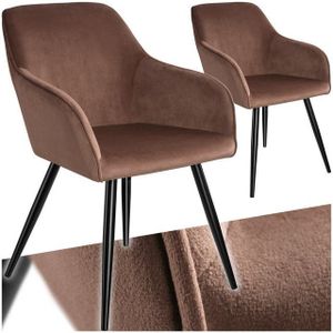 tectake® Esszimmerstuhl, gepolstert, in Samtoptik, schwarze Stahlbeine, 58 x 62 x 82 cm