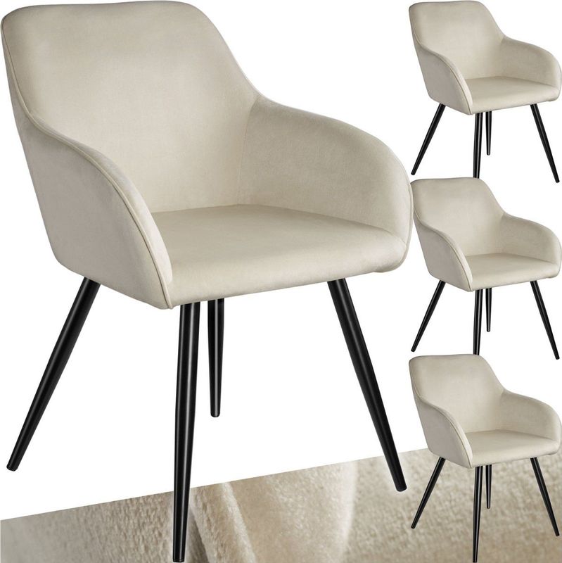 tectake Esszimmerstuhl Küchenstuhl Marilyn Samtoptik, schwarze Stuhlbeine (Set, 4 St), Vielseitig verwendbar und kombinierbar