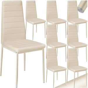 tectake® Set Esszimmerstuhl, gepolstert mit Kunstlederbezug, schlanke Stahlbeine, 45 x 48 x 98,5 cm