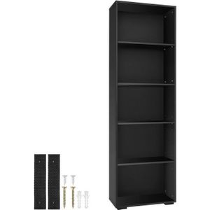 tectake - Boekenrek boekenkast Lexi 5 vakken - zwart - 404138