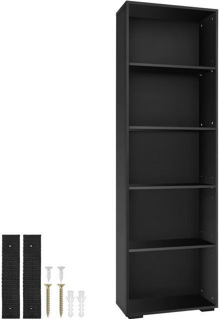 tectake® Bücherregal, MDF, bodenschonende Kunststofffüße, 60 x 30 x 190 cm