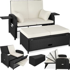 tectake Wicker loungebank Kreta - zwart - 404158 - zwart 404158