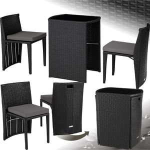 Aluminium - Wicker Bistroset Hamburg - Zwart - Weerbestendig - Luxe Ontwerp