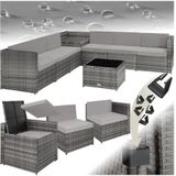 tectake Loungeset Rattan Lounge, (Set, 8-tlg), Stabiles Stahlgestell mit bodenschonenden Kunststoffkappen